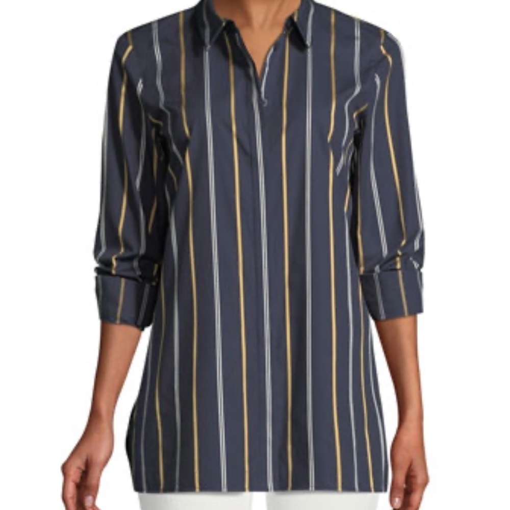 Lafayette 148 New York Shirt Riverside Stripe Brayden Blouse